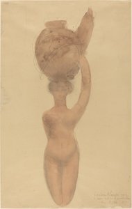 Naken kvinna som bär vas på huvudet av Auguste Rodin