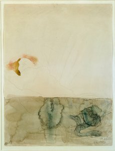 Naken med en orm (akvarell och penna av Auguste Rodin