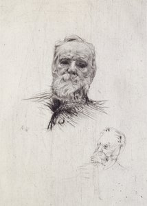 Porträtt av Victor Hugo (1802-85) (litho) av Auguste Rodin