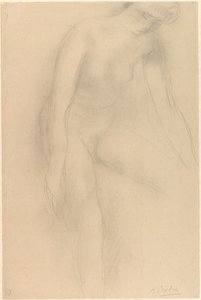 Stående kvinnlig nakenbild, framåtböjd av Auguste Rodin