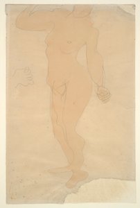 Stående naken (huvudet delvis avskuret av papperskanten) av Auguste Rodin