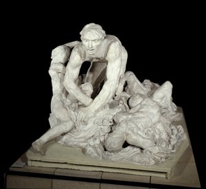 Ugolin Ugolin (greve Ugolino della Gherardesca), tyrann i Pisa, och förrädare mot hemlandet, omgiven av sina fyra barn. Karaktär frammanad i helvetet i "" The Divine Comedie"" (La Divina Commedia) av Dante Alighieri (1265-1321). Skulptur av Auguste Rod av Auguste Rodin