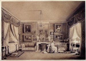 Sovrum av hertiginnan av Berry på Tuilerierna. Teckning av Auguste Garneray (1785-1824)