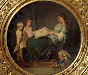 Läslektionen Målning av Auguste Toulmouche (1829-1890) 1854 Paris, Musée d