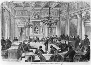 Medlemmer af kommunen i session på Hotel de Ville, Salle des Maires, Paris, 1871 sverige