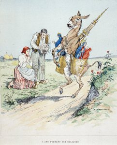 Åsnan som bär reliker i "" Fables de La Fontaine, ill. av Auguste Vimar (1851-1916), Tours, at A, Mame & Fils