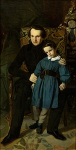 Porträtt av Victor Hugo 1802-1885 med sin son, 1836.