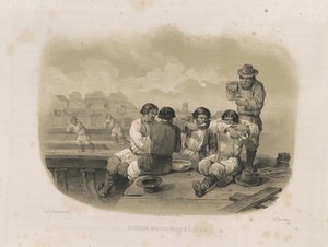 Byggare på en båt Från: The Construction of the Saint Isaacs Cathedral, 1845