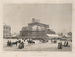 Byggnadsarbete ca 1838 Från: Byggandet av Saint Isaacs Cathedral, 1845 av Auguste de Montferrand