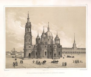 Utsikt över Saint Isaacs-katedralen vid Katarina II:s tid Från: Konstruktionen av Saint Isaacs-katedralen, 1845