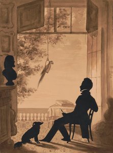 Siluettprofil av konstnären Charles Fenderich, 1841 (utklippt papper på sepiatvätt)