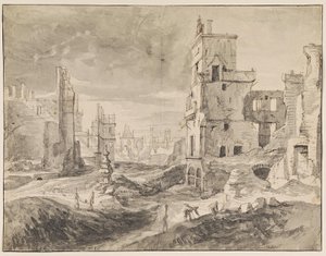 Bryssel efter bombardementet 1695 av Augustin Coppens