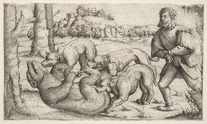 En björnjakt av Augustin Hirschvogel