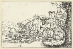 Utsikt över Passau. 1546 av Augustin Hirschvogel