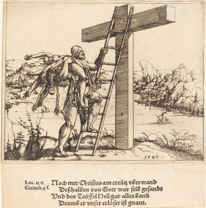 Kristus stiger upp på korset med synd, död och djävulen, 1547.