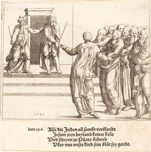 Ecce Homo, och judarna förnekar Kristus av Augustin Hirschvogel
