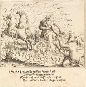 Elia tas upp till himlen, 1547. av Augustin Hirschvogel