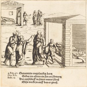 Elisa uppfostrar Sun of the Son, 1547. av Augustin Hirschvogel