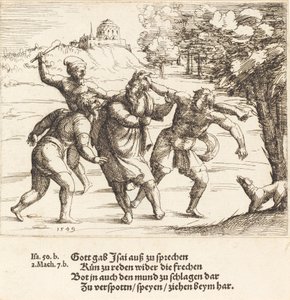 Jesaja accepterar hån på grund av sin tro, 1549. av Augustin Hirschvogel