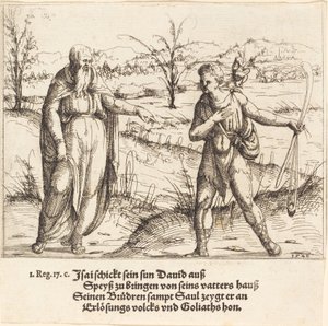 Jesse skickar David till sina bröder och Saul, 1548. av Augustin Hirschvogel