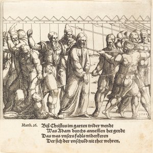 Jesus leds till Kaifas, 1549. av Augustin Hirschvogel