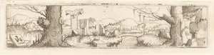 Landskap med bäck och ruiner, 1545. av Augustin Hirschvogel