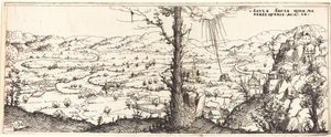 Landskap med Sankt Paulus omvändelse, 1545. av Augustin Hirschvogel