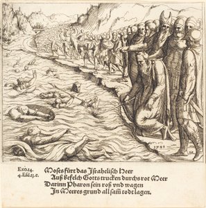 Moses stänger Röda havet av Augustin Hirschvogel