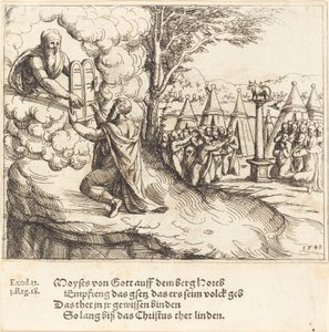 Moses tar emot tavlorna, 1548. av Augustin Hirschvogel