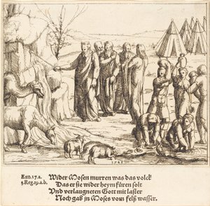 Moses slår klippan av Augustin Hirschvogel