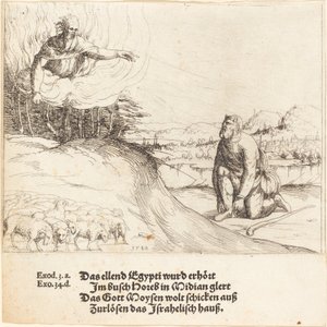 Moses och den brinnande busken av Augustin Hirschvogel