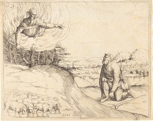 Moses och den brinnande busken av Augustin Hirschvogel