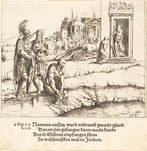 Naaman blir botad från spetälska, 1547. av Augustin Hirschvogel