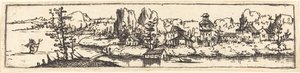 Flodlandskap med Saint Christopher av Augustin Hirschvogel