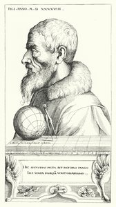 Självporträtt av Augustin Hirschvogel, tysk konstnär, matematiker och kartograf (gravyr) av Augustin Hirschvogel