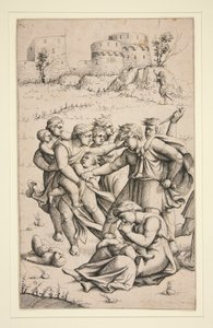The Massacre of the Innocents (mittark från serie om 3 ark) av Augustin Hirschvogel