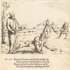 Ananias och Saffiras straff, 1549. av Augustin Hirschvogel
