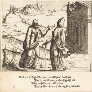 Kristi frestelse, 1548. av Augustin Hirschvogel