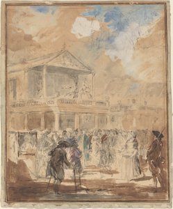 Parade (Eine Theatralische Prozession in Paris) von Augustin de Saint Aubin