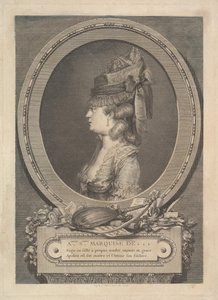Porträtt av Adrienne-Sophie Marquise de ***, 1779. av Augustin de Saint Aubin