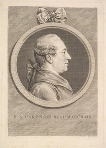 Porträtt av P.A. Caron de Beaumarchais, 1773.
