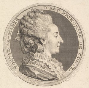 Tryck av en porträttmedalj av Fortunée-Marie dEst, prinsessan av Conti, 1781. av Augustin de Saint Aubin