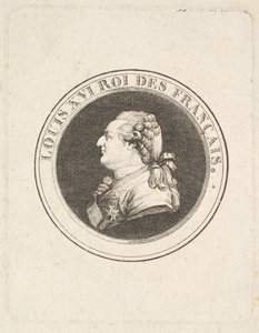 Tryck av en porträttmedalj av Ludvig XVI, möjligen 1789-90. av Augustin de Saint Aubin