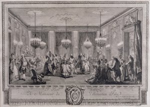 Kvällsbal hos Monsieur de Villemorien Fila, graverad av L. Provost (se även 55452)