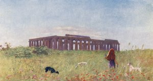 Basilikan i Paestum (färglitografi) av Augustine Fitzgerald