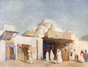 Moskékupoler i Tunis (färglitografi)
