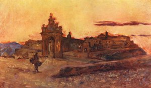 Solnedgång vid Toledo (färglitografi)