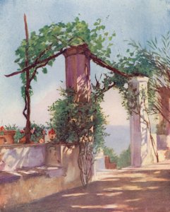 Terrassen på Palazzo Ruffolo, Ravello (färglitografi)