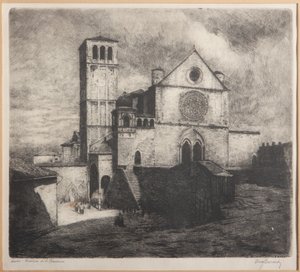 Assisi, Sankt Franciskus basilika (etsning på papper)