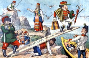 Frågan om Balkan, ca 1900 (illustration) av Augusto Grossi